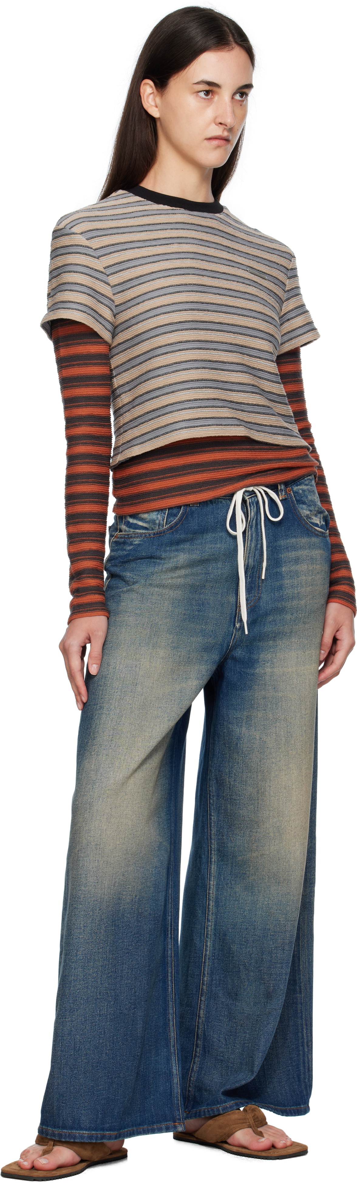 Andersson Bell Beige & Orange Stripe LS T-shirt