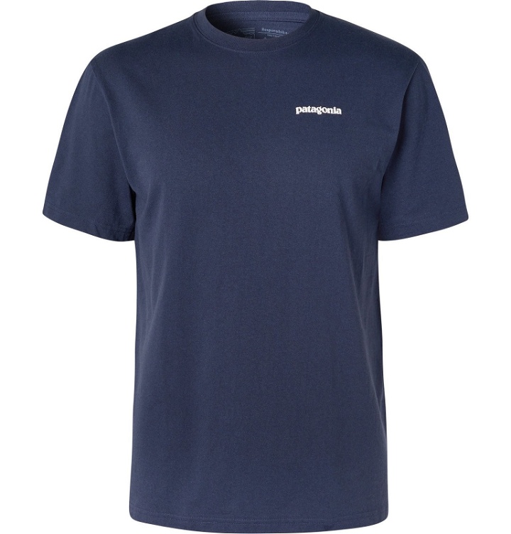 Photo: Patagonia - P-6 Responsibili-Tee Logo-Print Cotton-Blend Jersey T-Shirt - Blue
