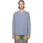 Junya Watanabe Blue and White Striped Long Sleeve T-Shirt