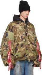 VETEMENTS Khaki Alpha Industries Edition Cargo Bomber Jacket