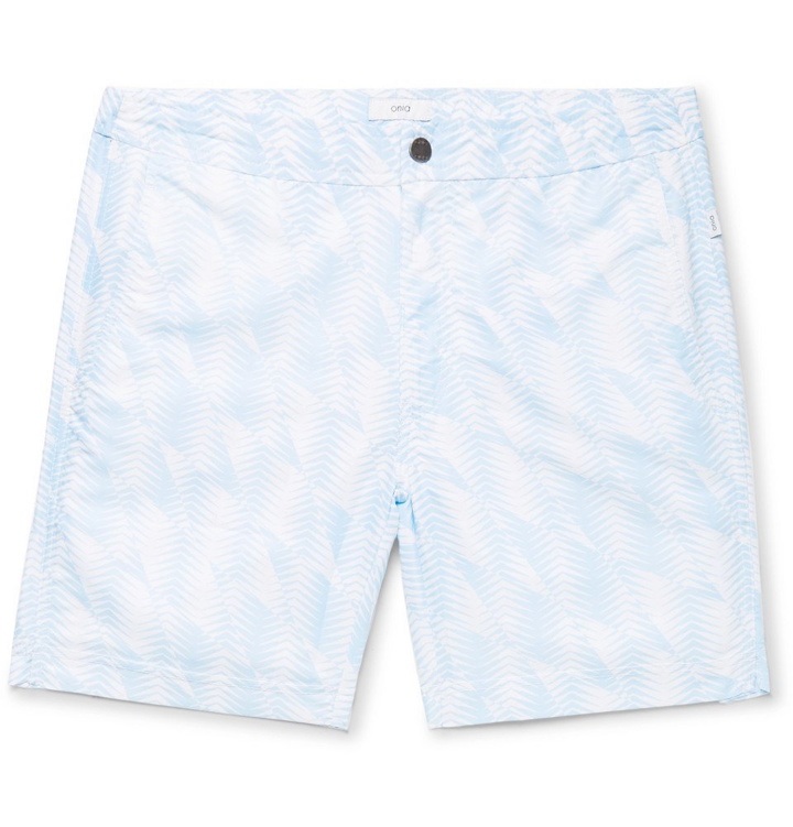 Photo: Onia - Calder Long-Length Printed Swim Shorts - Blue