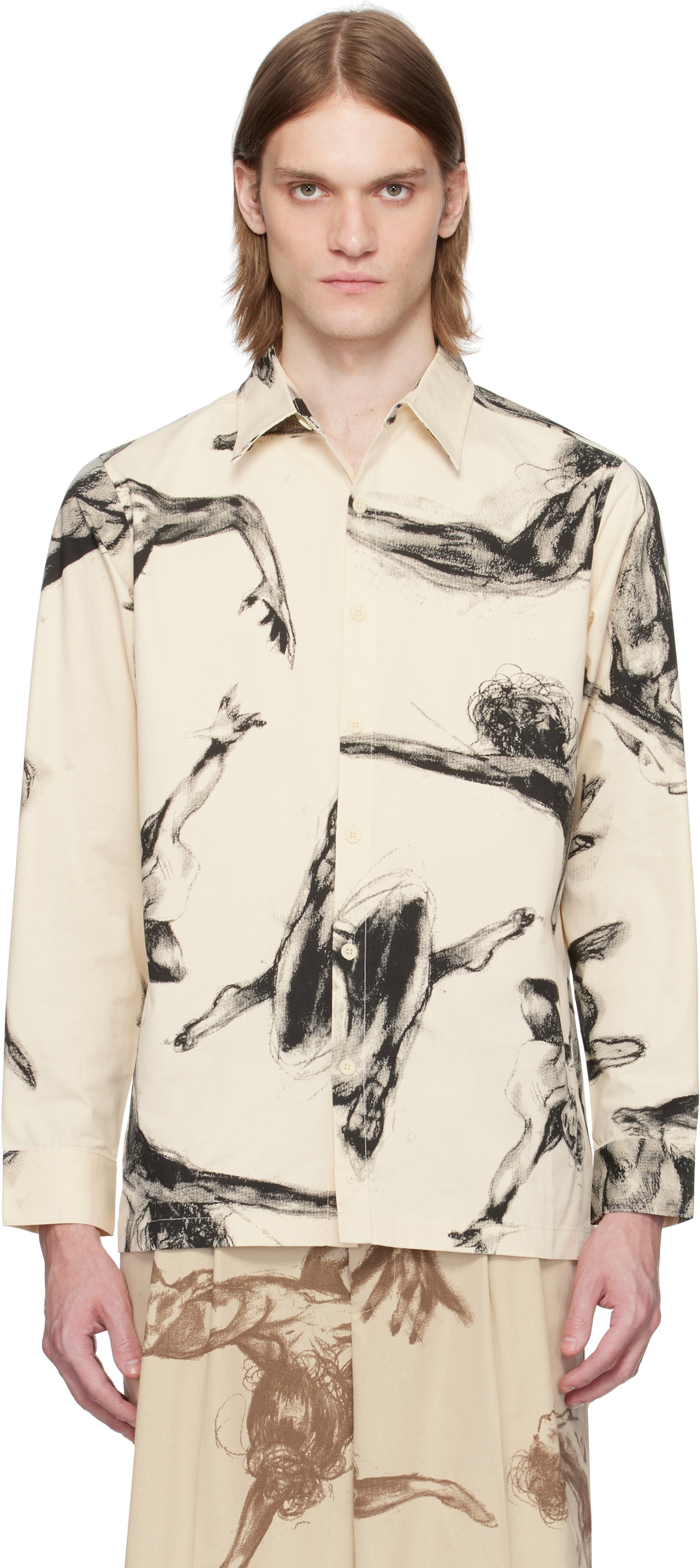 KidSuper Beige Trapeze Performer Button Up Shirt