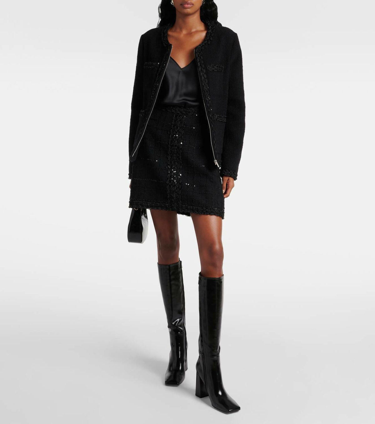 Giambattista Valli Sequined wool-blend bouclé miniskirt