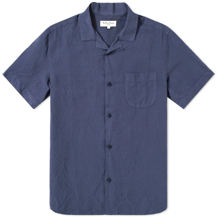 Photo: YMC Short Sleeve Malick Garment Dyed Cotton Shirt Blue