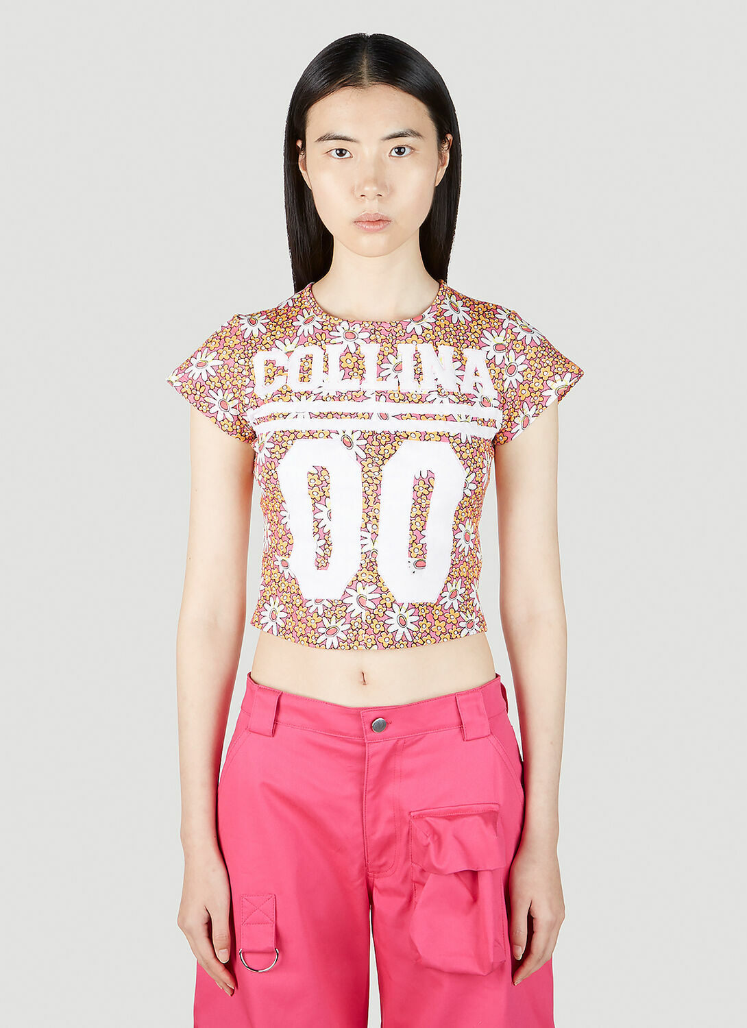 Collina Strada Logo Print Floral T-Shirt