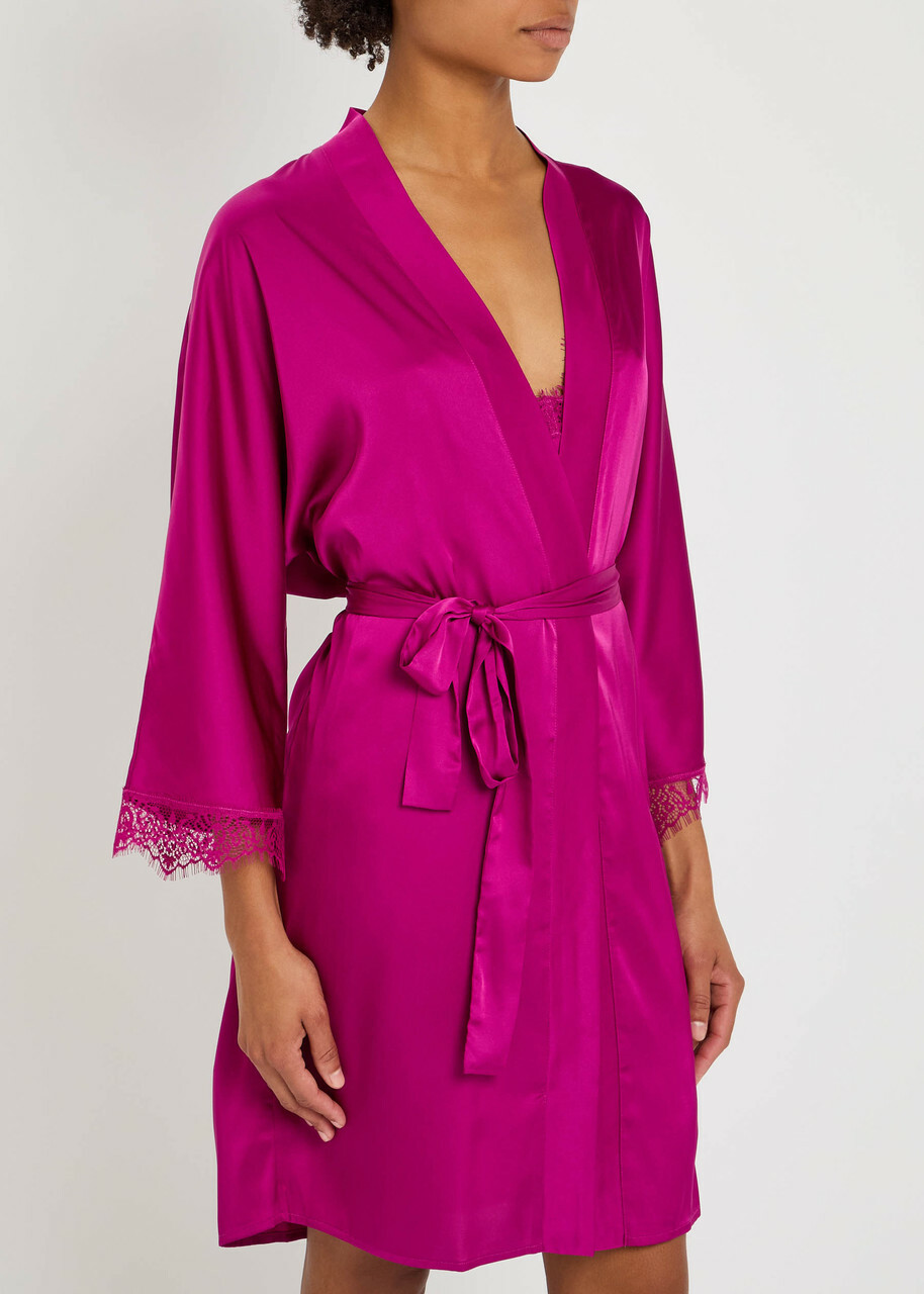 Simone PÉRÈLE Satin Secrets Lace-trimmed Robe Pink