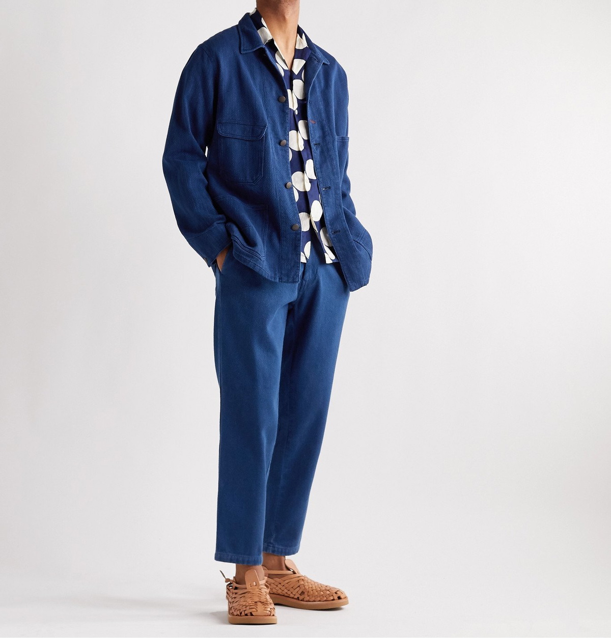 Comme Des Garçons Shirt panelled wool tapered-trousers - Blue