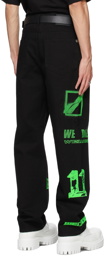 We11done Black Neon Logo Jeans