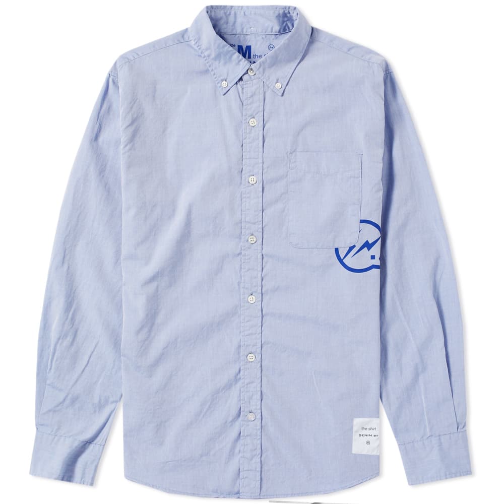 Denim by Vanquish & Fragment Button Down Broadcloth Shirt Denim by 