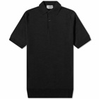 John Smedley Men's Merino Knit Polo Shirt in Black