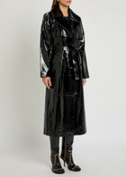 Skiim Karla Belted Patent Leather Trench Coat Black