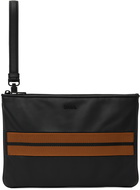 ZEGNA Black Leather Flat Zip Pouch