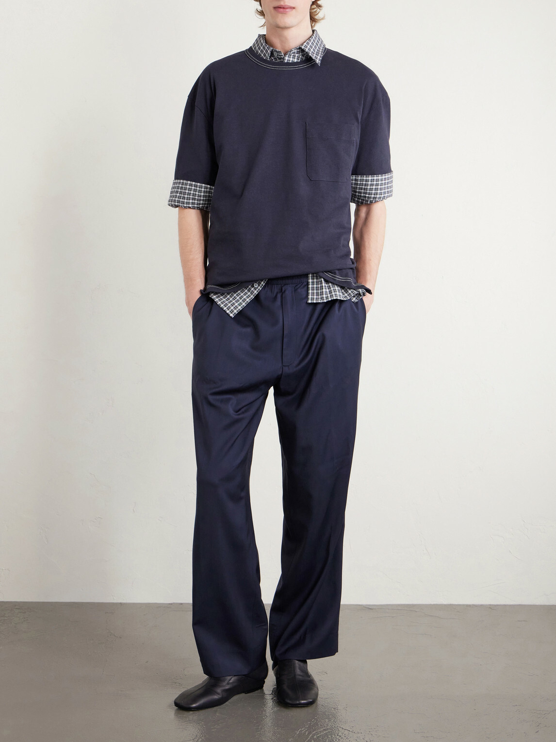 LEMAIRE - Cotton and Linen-Blend Jersey T-Shirt - Blue