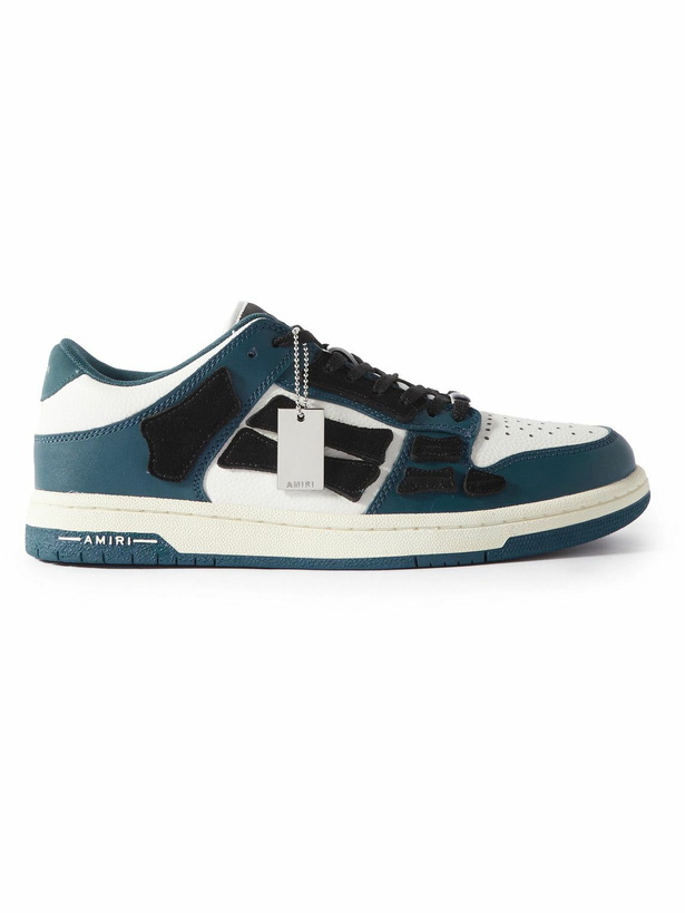 Photo: AMIRI - Skel-Top Colour-Block Leather and Suede Sneakers - Blue