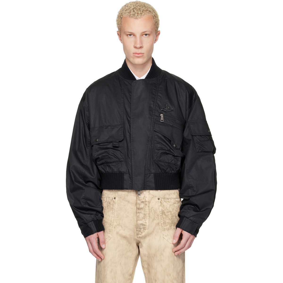 Vivienne Westwood ミリタリーモールスキン ジャケット N-3B Vivienne Westwood Black Achilles Bomber Jacket Vivienne Westwood