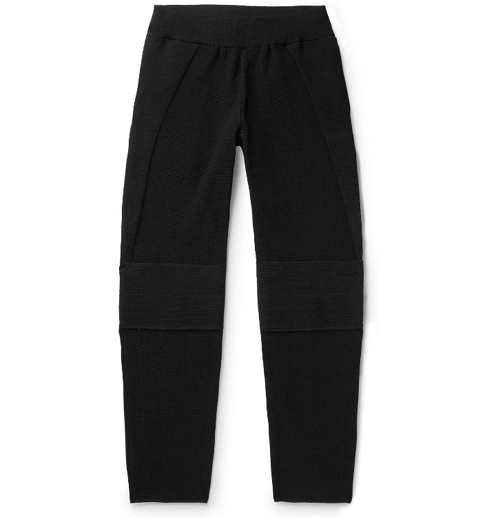 Photo: Snow Peak - Tapered Waffle-Knit Wool-Blend Trousers - Black