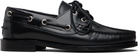 Aeyde Black Harris Leather Boat Shoes