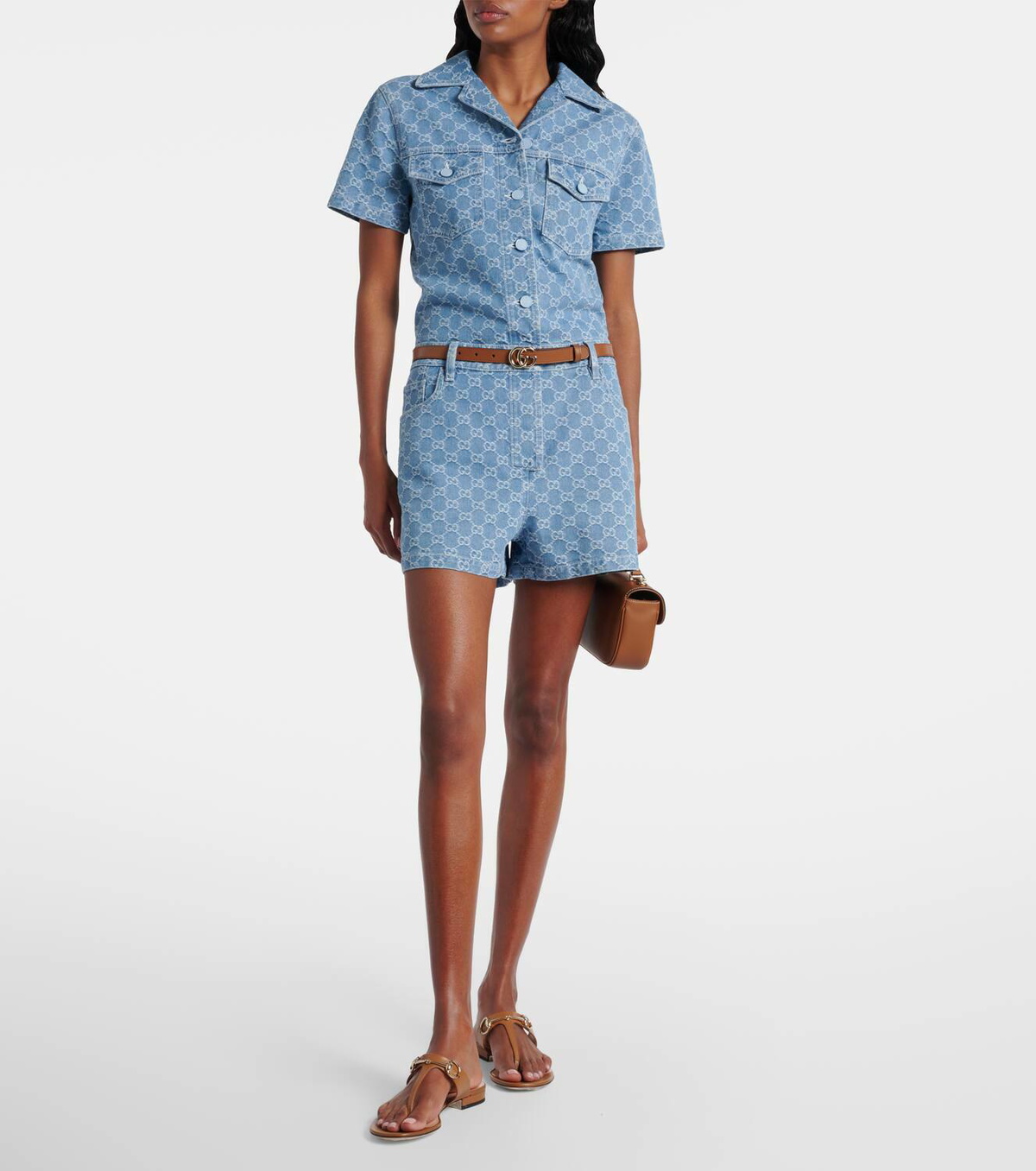Gucci GG denim jacquard romper
