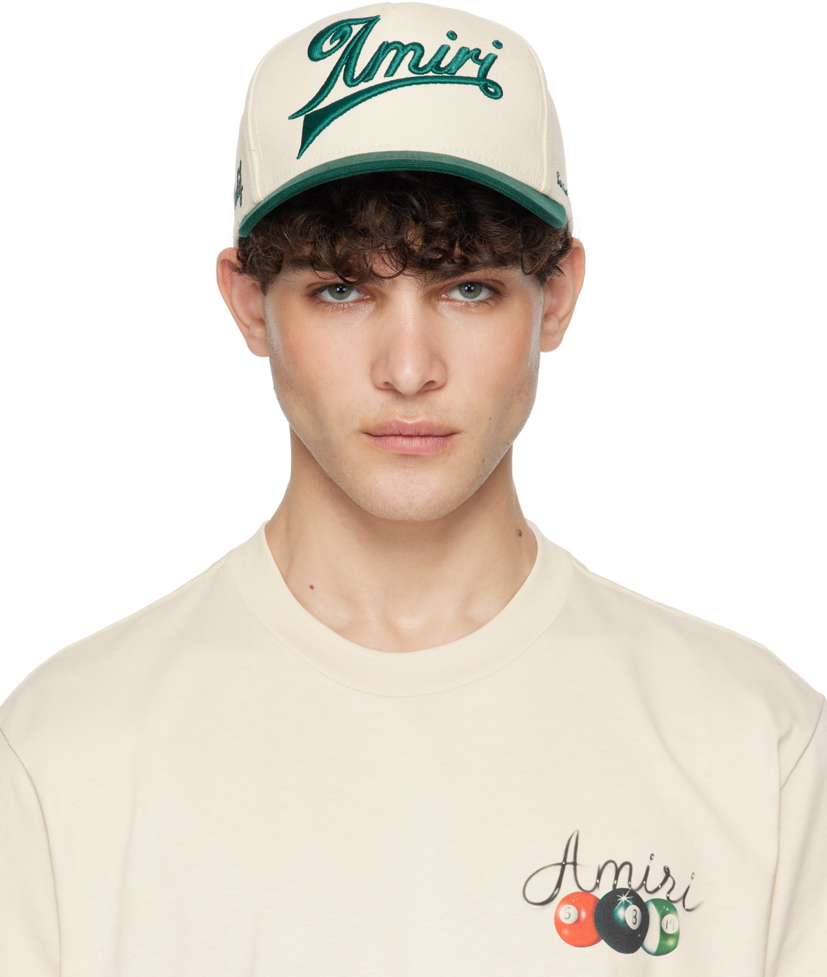 AMIRI Off-White & Green 'Amiri' Two Tone Canvas Cap Amiri