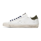Golden Goose White and Khaki Superstar Sneakers