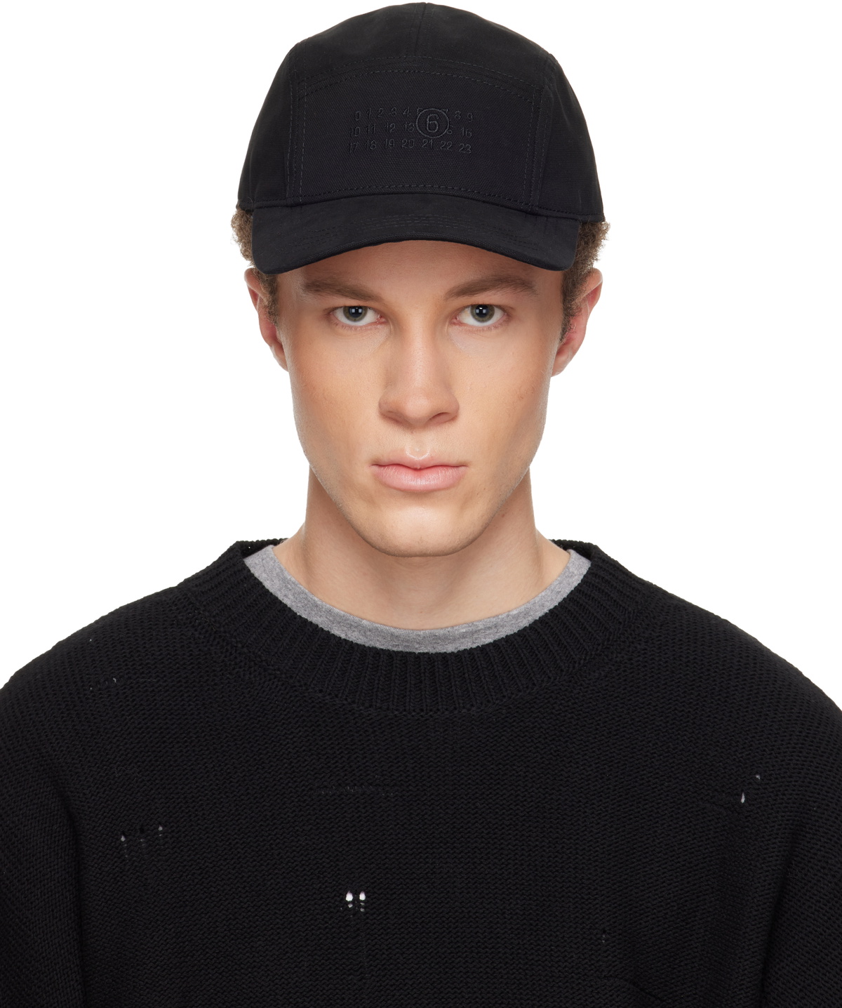 MM6 Maison Margiela Black Embroidered Logo Cap