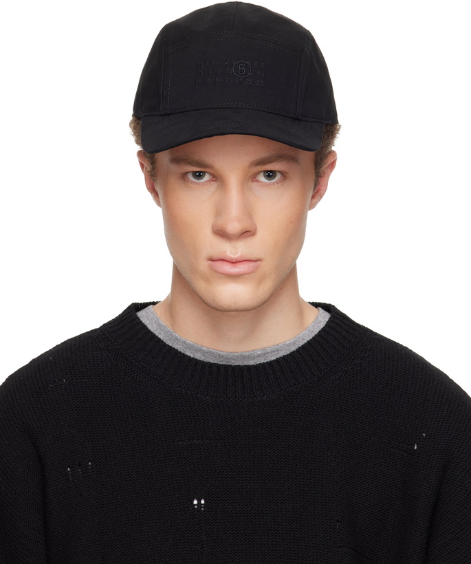 Photo: MM6 Maison Margiela Black Embroidered Logo Cap