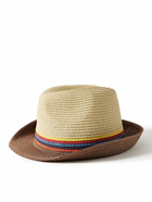 Paul Smith - Striped Braided Straw Trilby Hat - Brown