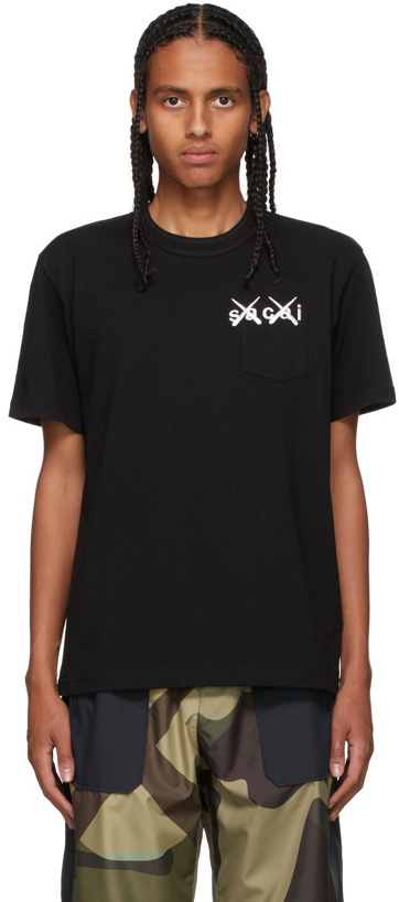 Photo: Sacai Black KAWS Edition Embroidery T-Shirt