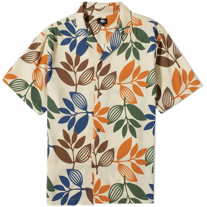 Photo: Magenta Men's Plant Short Sleeve Vacation Shirt in Natural