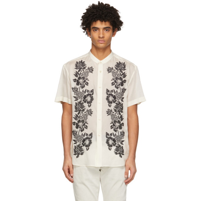 Photo: Saint Laurent Off-White Embroidered Tunic Short Sleeve Shirt