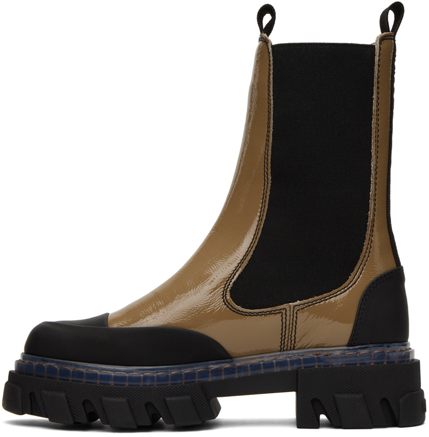 関税送料込♪GANNI/CLEATED MID CHELSEA BOOT Taos Taupe GANNI Taupe Cleated Chelsea Boots GANNI