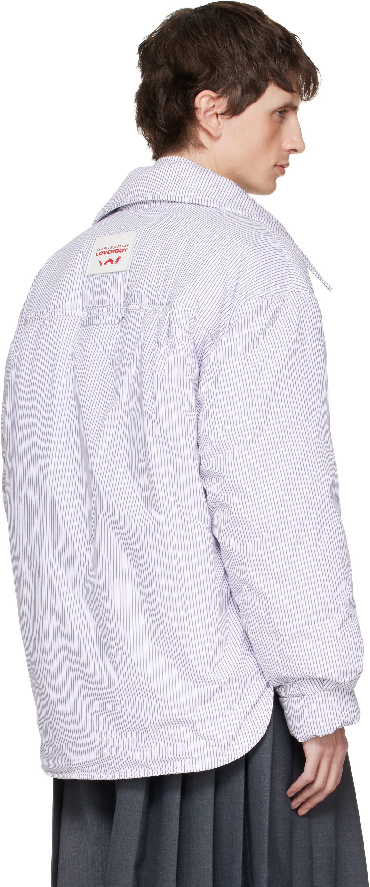 Charles Jeffrey LOVERBOY White & Purple Puffer Overshirt