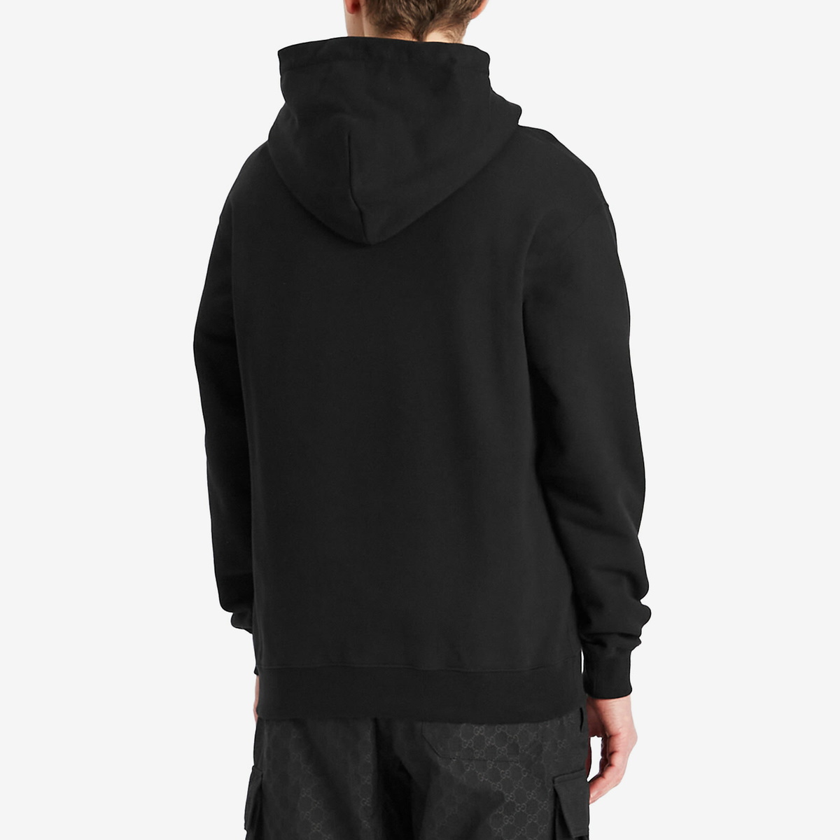 Gucci Men's Embroidered Logo Hoodie in Black