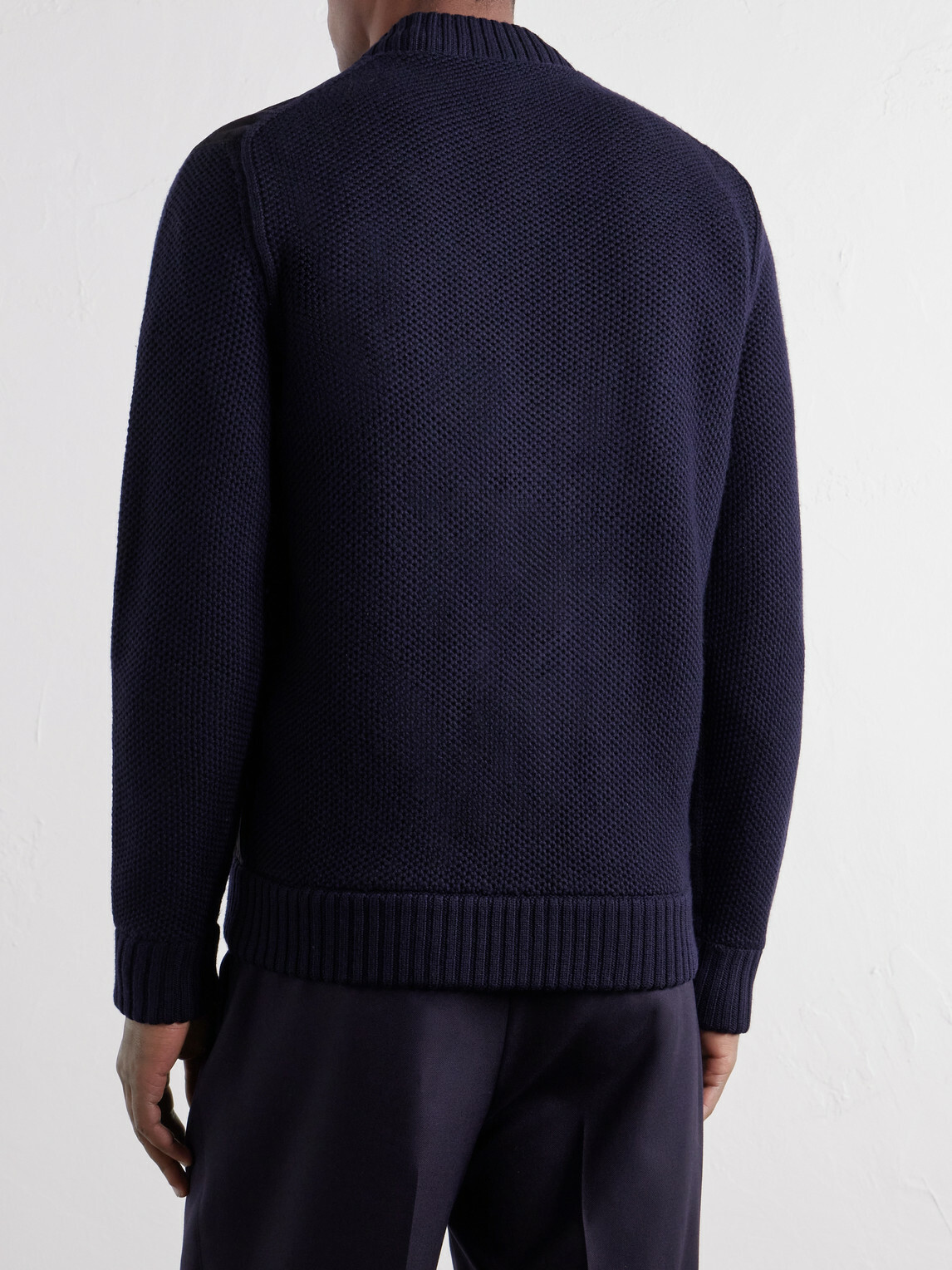Slowear - Zanone Slim-Fit Suede and Honeycomb-Knit Virgin Wool Bomber Jacket - Blue