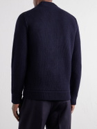 Slowear - Zanone Slim-Fit Suede and Honeycomb-Knit Virgin Wool Bomber Jacket - Blue