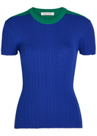 Wales Bonner Island Ribbed-knit T-shirt Blue