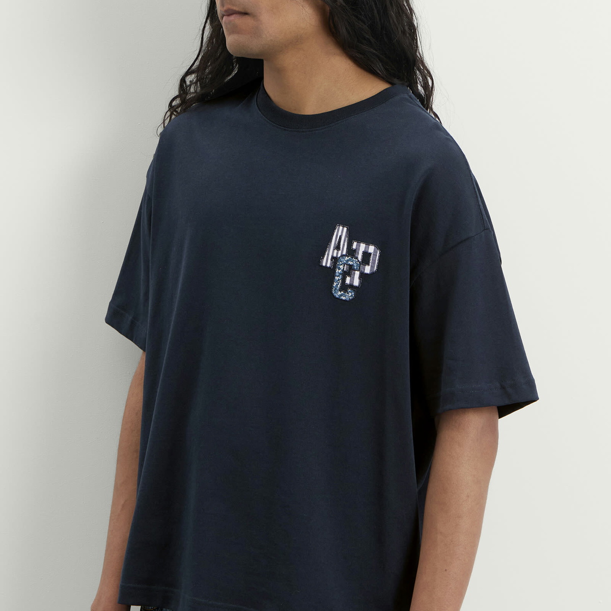A.P.C. Men's Bruno Applique Logo T-Shirt in Dark Navy