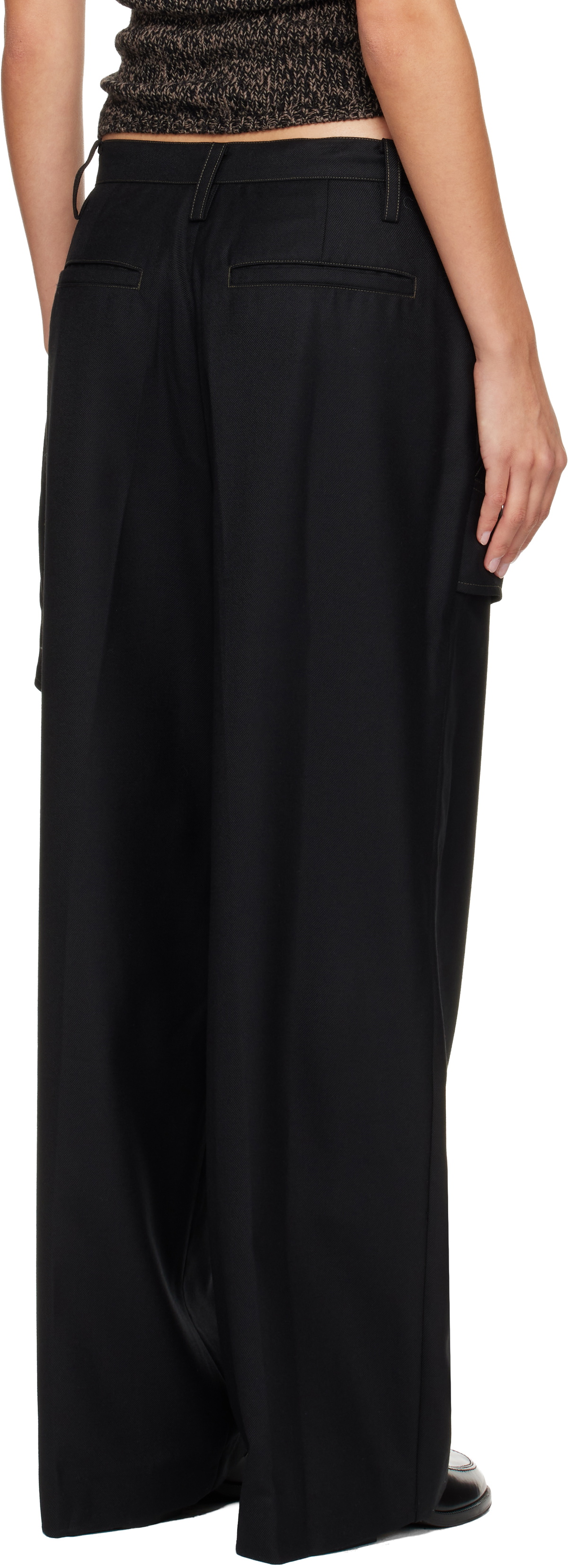 Andersson Bell Black Crossover Wrap Tailored Trousers