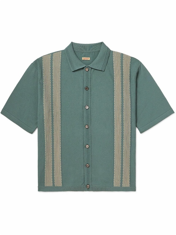 Photo: KAPITAL - Tennessee Embroidered Cotton-Blend Jersey Polo Shirt - Blue