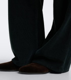The Row Marc leather-trimmed velvet loafers