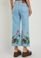 Etro Floral-embroidered Cropped Straight-leg Jeans Blue