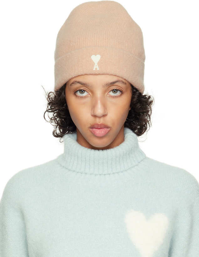 Photo: AMI Paris Pink Cloudy Ami de Cœur Beanie