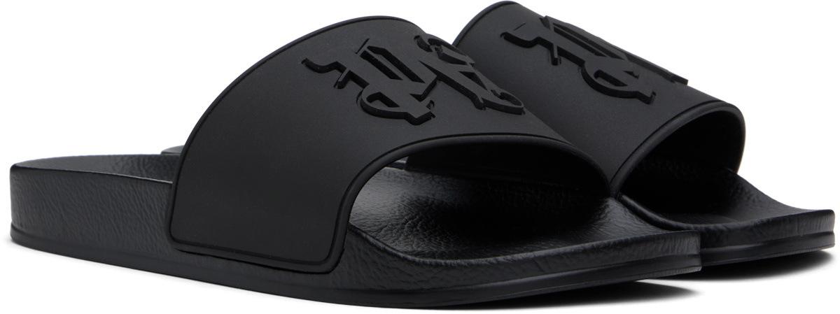 Palm Angels Black Monogram Pool Slides