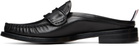 Thom Browne Black Calf Flexible Leather Mule Penny Loafers
