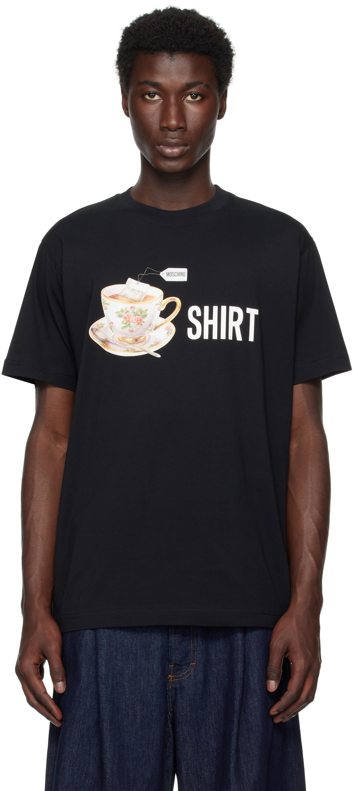 Moschino Black Printed Organic Cotton T-shirt