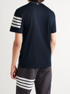 THOM BROWNE - Striped Cotton-Jersey T-Shirt - Blue