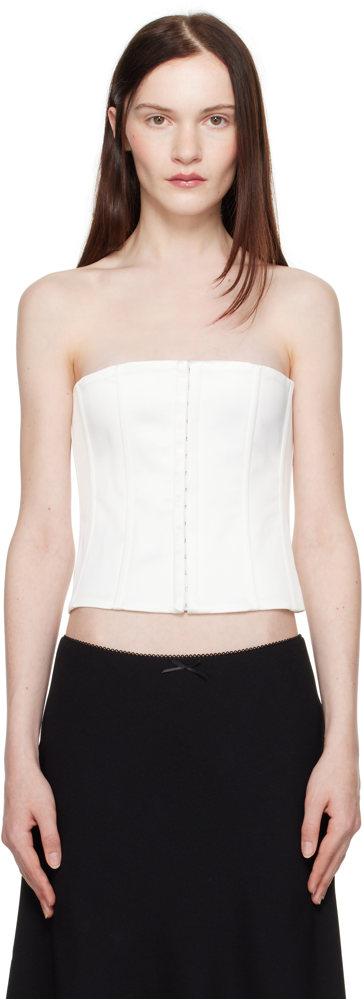 GUIZIO White Satin Corset Top