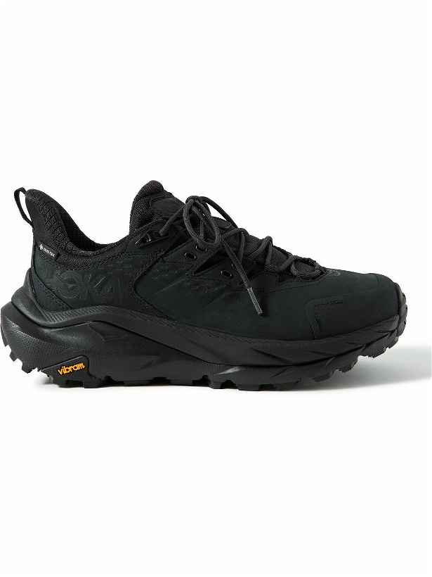 Photo: Hoka One One - Kaha 2 Low GTX GORE-TEX® and Canvas-Trimmed Nubuck Hiking Sneakers - Black