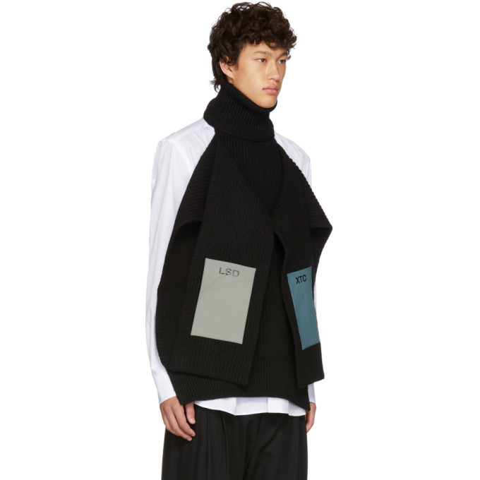 RAF SIMONS ラフシモンズ 18AW SINGLE PANEL PATCH TURTLENECK シングルパネル パッチ タートルネックニット セーター ネイビー