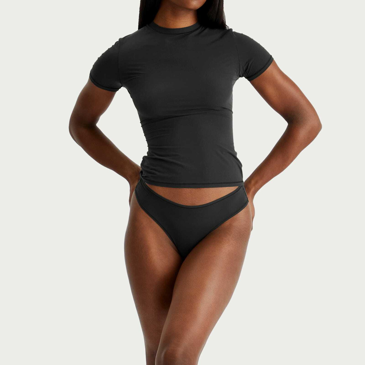 SKIMS Women s Fits Everybody Thong In Onyx SKIMS